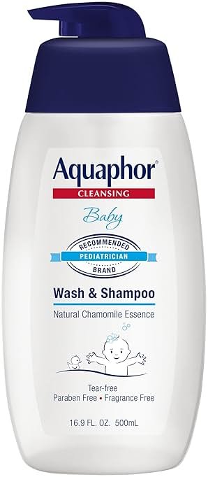 Aquaphor Baby Wash and Shampoo - Mild, Tear-free 2-in-1 Solution for Baby’s Sensitive Skin - 16.9 fl. oz. Pump - Product Image