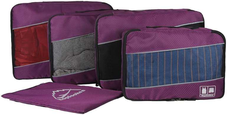 Hopsooken 5 Set Packing Cubes for Travel Large Suitcase Luggage Organizer Bags Travel Accessories Vacation 4 Cubes 1 Laundry Pouch Bag - Image 2