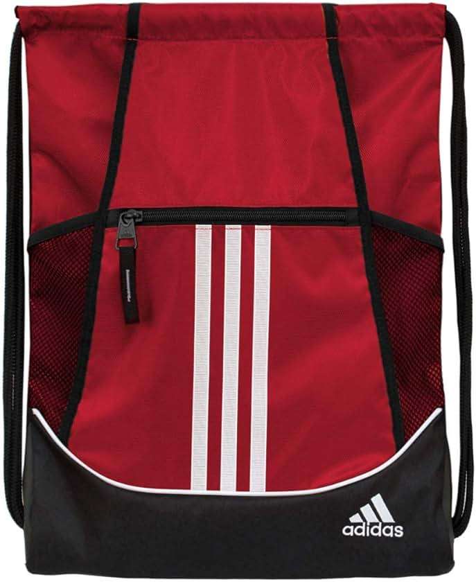adidas Alliance Sackpack – Drawstring Backpack for Sports, Small Gym Bag, Team Power Red/2, OSFA - Image 4
