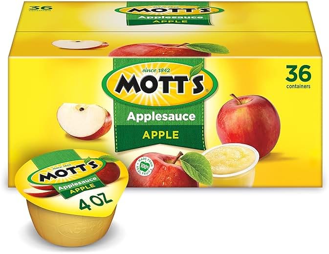 Mott's Applesauce, 4 Oz Cups, 36 Count, No Artificial Flavors, Good Source of Vitamin C, Nutritious Option for The Whole Family - Product Image