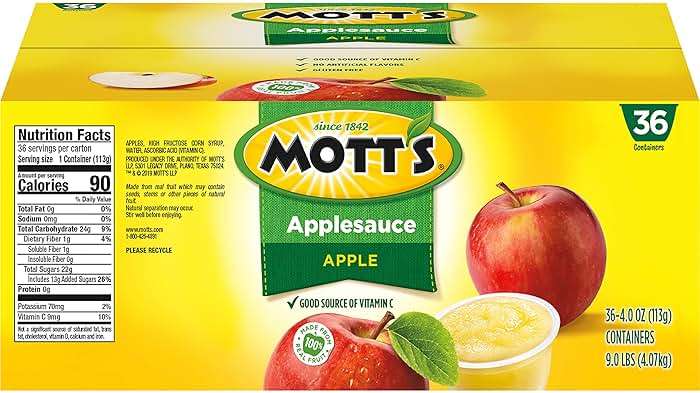Mott's Applesauce, 4 Oz Cups, 36 Count, No Artificial Flavors, Good Source of Vitamin C, Nutritious Option for The Whole Family - Image 2