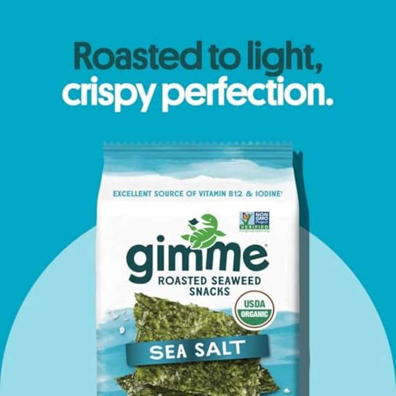 Gimme Seaweed Organic Premium Roasted Seaweed Snacks, Sea Salt, 6 Count, Keto, Vegan, Gluten-Free, Great Source of Omega3s and Iodine, Healthy On-The-Go Snack for Kids and Adults - Image 4