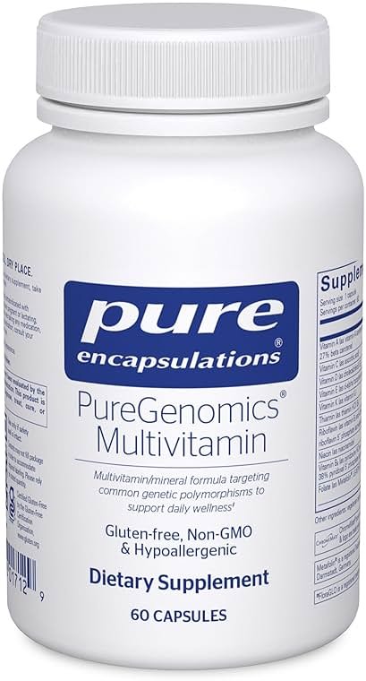 Pure Encapsulations PureGenomics Multivitamin - Supplement to Support Nutrient Requirements of Common Genetic Variations* - with Vitamin A,B,C,D,E, K & Minerals - 60 Capsules - Product Image