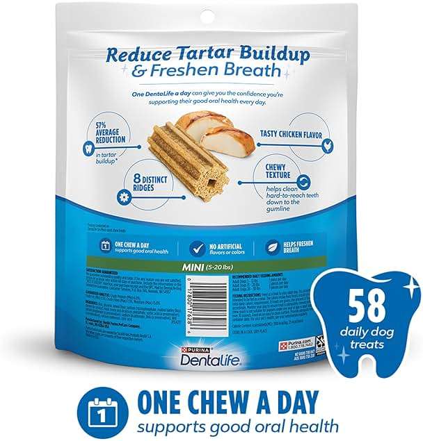 DentaLife Daily Oral Care Dog Treats for Small Dogs 5-20 lbs., Chewy Dental Treat to Freshen Breath and Fight Tartar, Chicken Flavor, 17.1 oz., 58 Chews - 58 ct. Pouch - Image 6