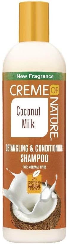 Creme of Nature Coconut Milk Detangling and Conditioning Conditioner with Certified Natural Ingredients, Creamy Softening Rinse-Out Detangler for Curly, Natural Hair, 12 oz - Product Image