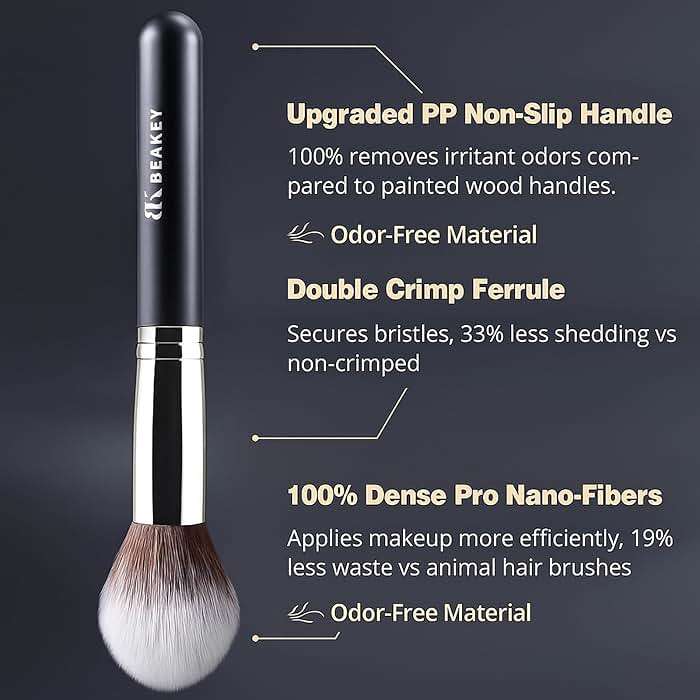 BEAKEY Makeup Brushes Set, Professional Foundation Eyeshadow Concealer Blush Powder Bronzer Applicator, 2 Blender Sponge with Beauty Paper Case - Image 6