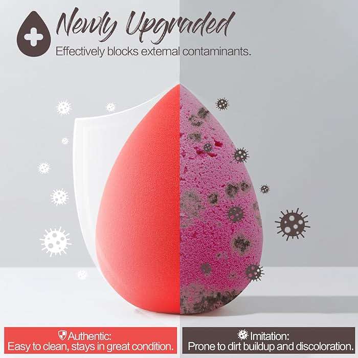 BEAKEY Makeup Sponge Set 5 Pack Micro Porous Low Absorption Soft Latex Free Foundation Beauty Sponges & Blenders for Powder Cream - Image 4