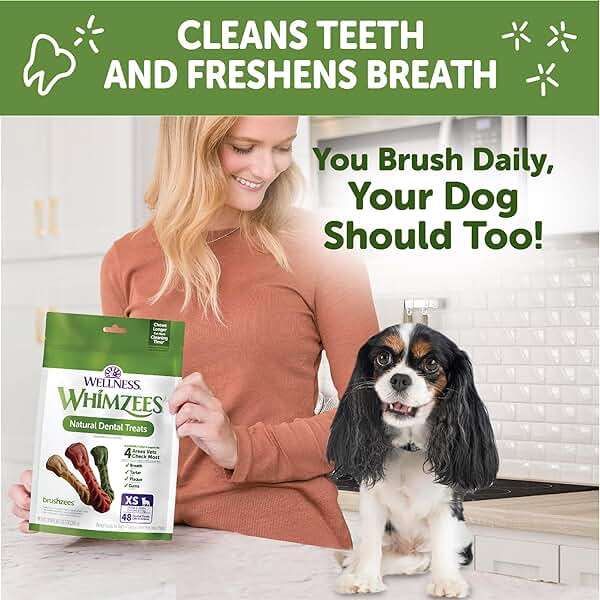 Whimzees Wellness Brushzees Natural Dog Dental Treat, VOHC Accepted Chews, Freshens Breath, Extra-Small Size, 12.7 oz Bag, 48 Count - Image 7