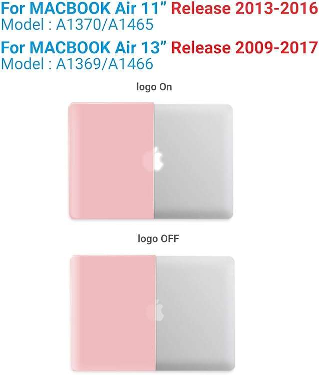 IBENZER Compatible with Old Version MacBook Air 13 Inch Case (2010-2017 Release). Models: A1466 / A1369, Plastic Hard Shell Case with Keyboard Cover for Mac Air 13, Rose Quartz, A1301RQ+1 - Image 3