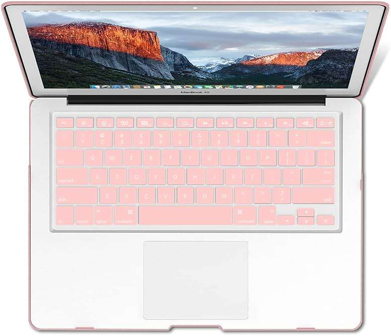IBENZER Compatible with Old Version MacBook Air 13 Inch Case (2010-2017 Release). Models: A1466 / A1369, Plastic Hard Shell Case with Keyboard Cover for Mac Air 13, Rose Quartz, A1301RQ+1 - Image 7