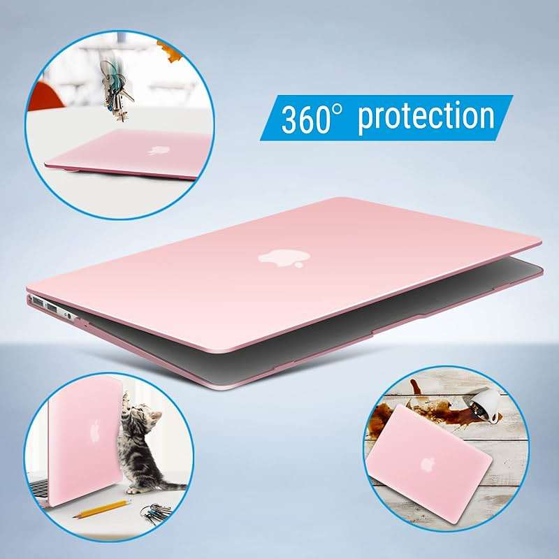 IBENZER Compatible with Old Version MacBook Air 13 Inch Case (2010-2017 Release). Models: A1466 / A1369, Plastic Hard Shell Case with Keyboard Cover for Mac Air 13, Rose Quartz, A1301RQ+1 - Image 9