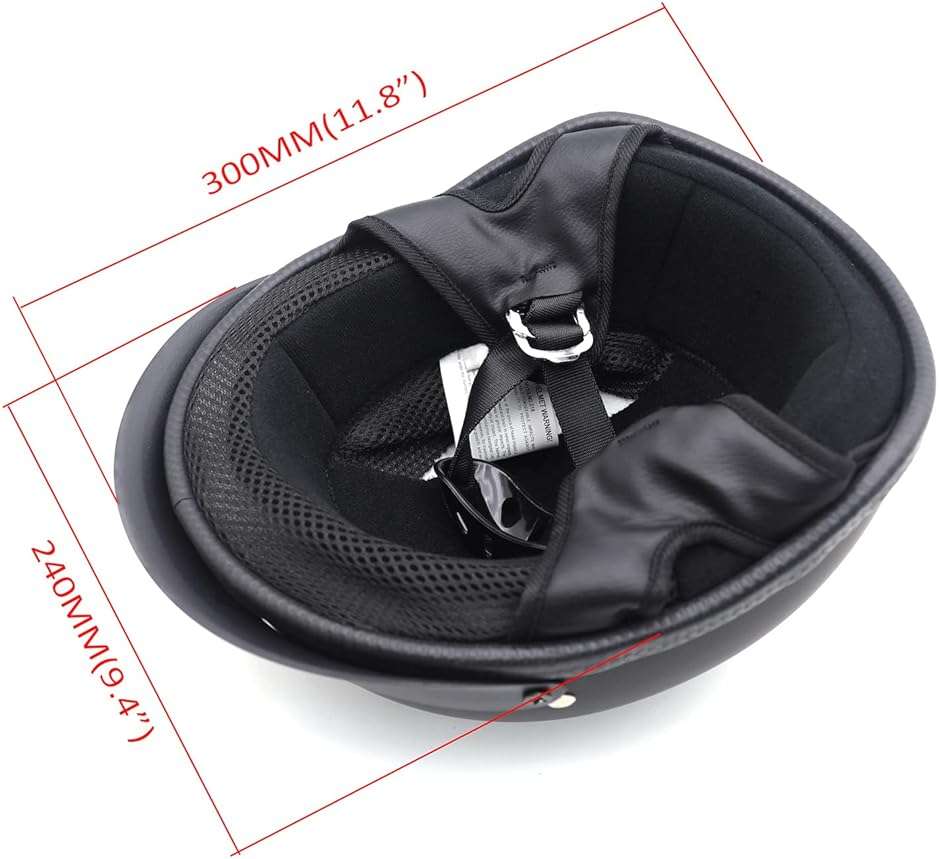 HTTMT MT506-001-L DOT Certified Matte Black Flat Black Compatible with Harley Davidson Half Face Helmet Chopper Cruiser Biker Size L - Image 5