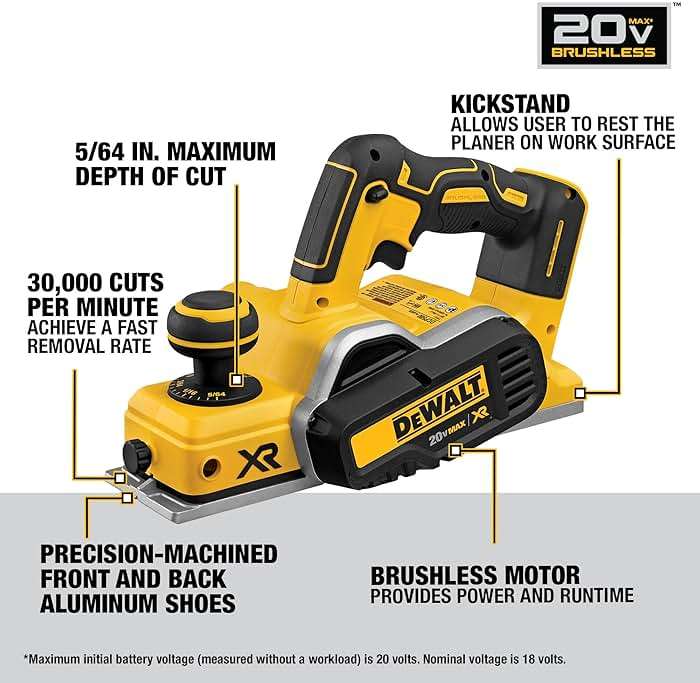 DEWALT 20V MAX Planer, 30,000 Cuts Per Minute, 2 mm Cut Depth, Brushless Motor, Bare Tool Only (DCP580B) - Image 3