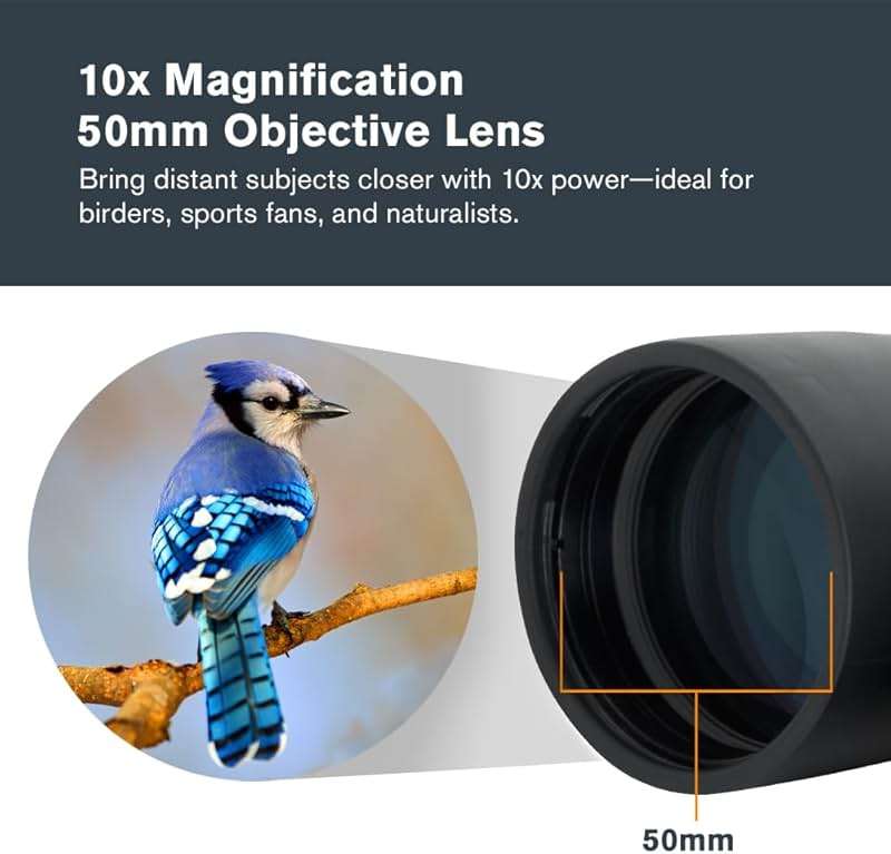 Celestron - Outland X 10x50 Binoculars – Ideal for Birding and Outdoors – 50mm Objective Lenses – 5.6° Field of View – BaK-4 Prisms – Multi-Coated – Waterproof and Fogproof - Image 3