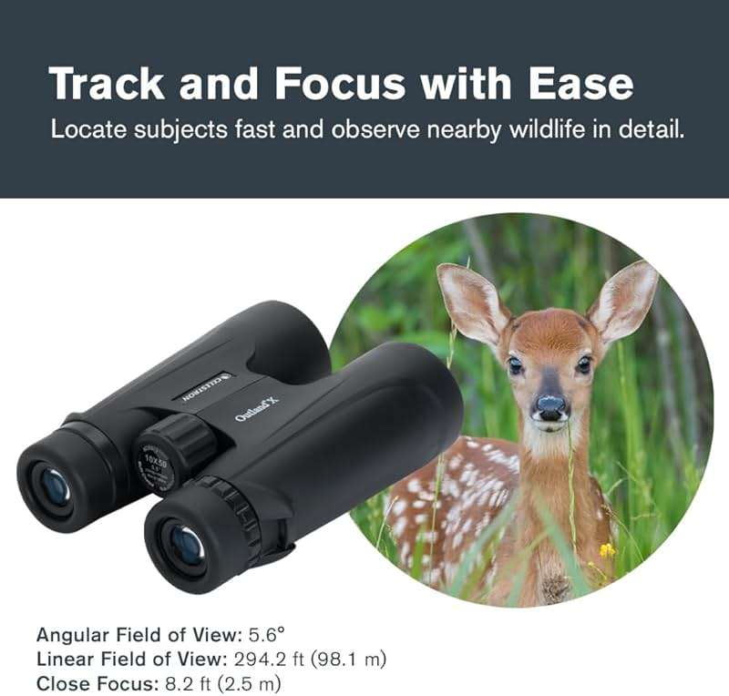 Celestron - Outland X 10x50 Binoculars – Ideal for Birding and Outdoors – 50mm Objective Lenses – 5.6° Field of View – BaK-4 Prisms – Multi-Coated – Waterproof and Fogproof - Image 6