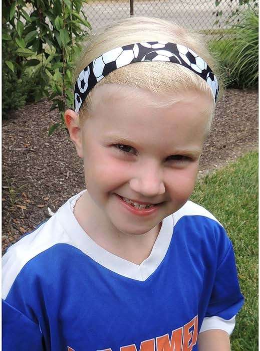 Sweaty Bands Womens Girls Headband - Non-Slip Velvet-Lined Sport Hairband - Soccer Star Black White - Image 2