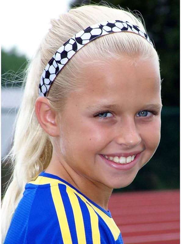 Sweaty Bands Womens Girls Headband - Non-Slip Velvet-Lined Sport Hairband - Soccer Star Black White - Image 4