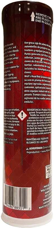 Wolf’s Head Red Grease NLGI #2 (836-88301-91) Premium Tacky Red Grease for Long-Lasting Lubrication, High Temp Protection & Heavy Duty Wheel Bearing/Chassis Use – Made in USA – 14 oz Tube, Pack of 10 - Image 3