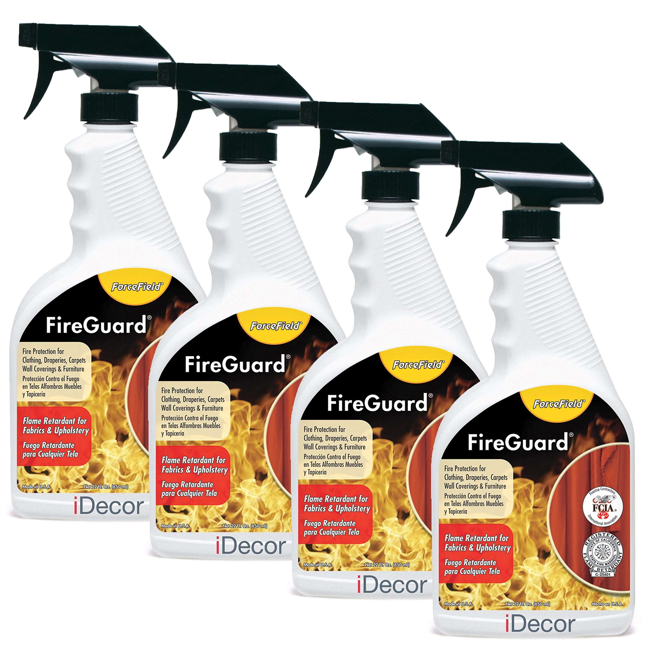 ForceField® FireGuard Flame Retardant, Protect Clothing, Fabrics, Draperies, Furniture, Carpets, Upholstery, Textiles - 22oz (4 pack) - Image 1