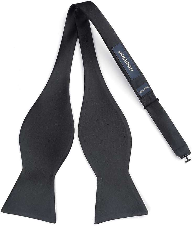 HISDERN Bow Ties for Men Solid Color Self Tie Bow Tie Pocket Square Set Classic Formal Satin Bowties for Tuxedo Wedding Party - Image 2