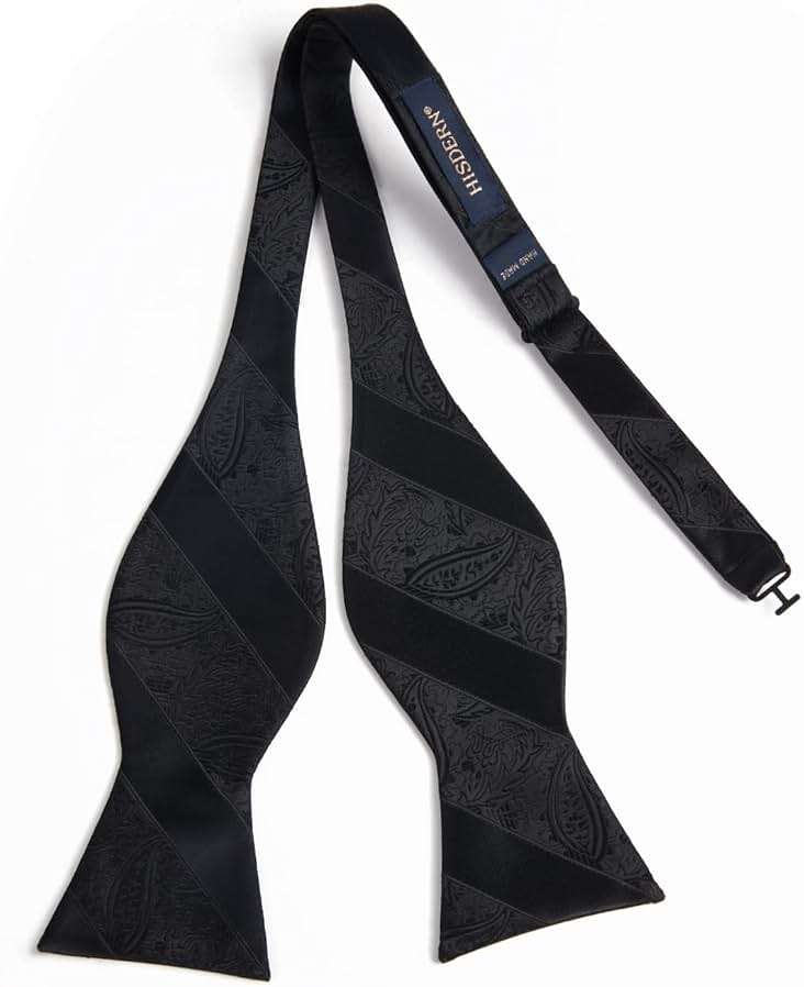 HISDERN Men's Bow Ties Self Tie Woven Satin Pocket Squares Set Formal Tuxedo Floral Paisley Bowties for Wedding Party Prom - Image 3