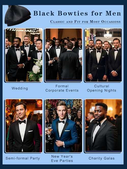 HISDERN Men's Bow Ties Self Tie Woven Satin Pocket Squares Set Formal Tuxedo Floral Paisley Bowties for Wedding Party Prom - Image 4