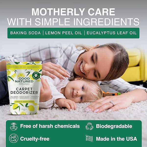 Good Natured Brand | Carpet Deodorizer & Freshener Powder | 31 oz Pet Odor Eliminator for Strong Odor & Pet Urine | Fresh Natural Lemon Scent | Safe for Homes with Pets - Image 4