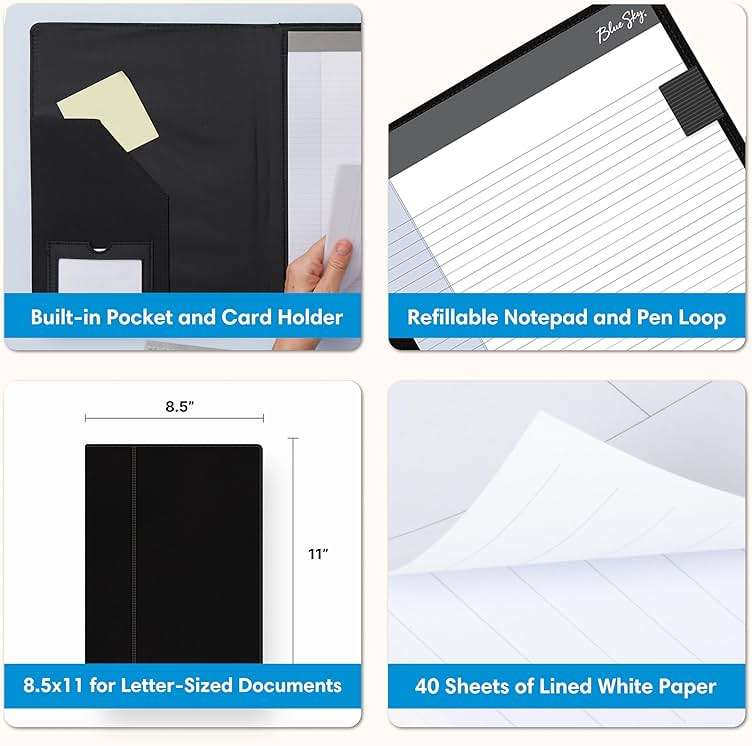 Blue Sky Professional Padfolio: Comprehensive Portfolio and Efficient Document Organizer, Ideal Business Accessory for Modern Professionals, 9.5" x 12" - Image 5