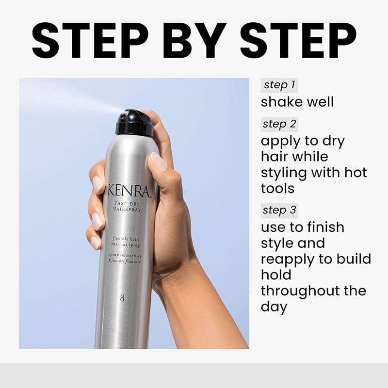 Kenra Fast Dry Hairspray 8 | Flexible Hold Thermal Spray | Multifunctional Spray, Ideal For Both Styling & Finishing | Lightweight, Instant Control | All Hair Types - Image 4
