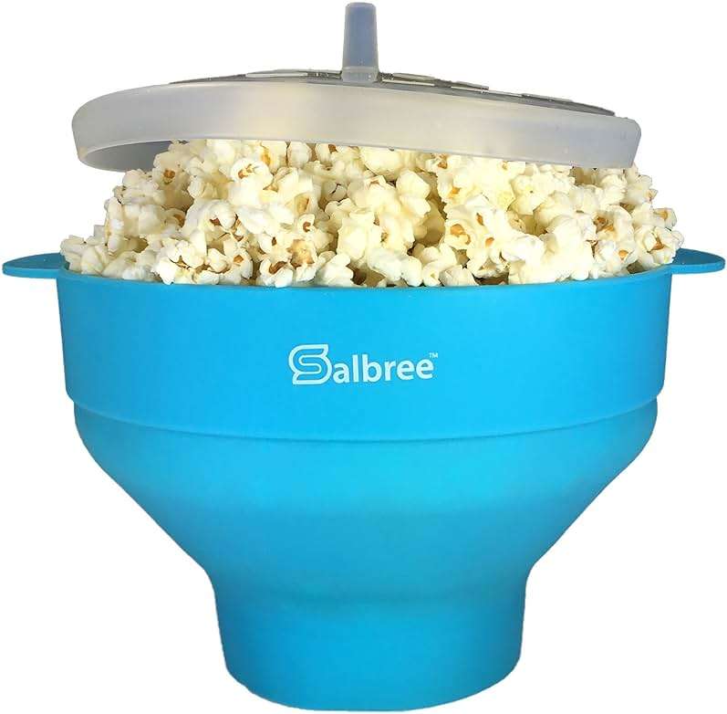 The Original Salbree Microwave Popcorn Popper Machine, Silicone Popcorn Maker, Collapsible Microwavable Bowl - Hot Air Popper - No Oil Required - The Most Colors Available (Turquoise) - Image 1