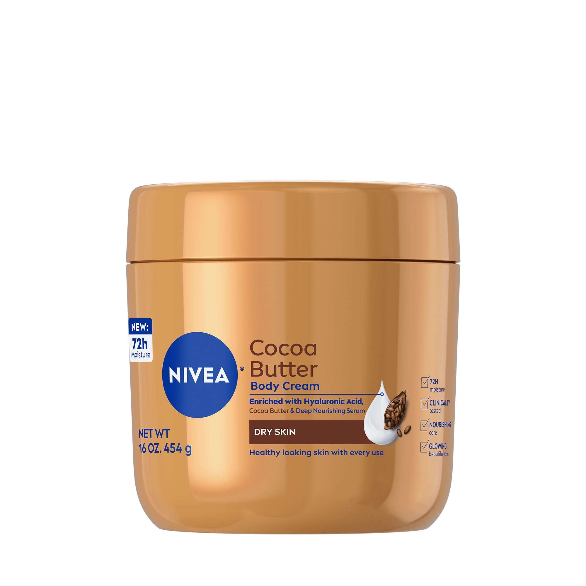 NIVEA Cocoa Butter Body Cream with Deep Nourishing Serum, Cocoa Butter Cream for Dry Skin, 16 Ounce Jar - Image 1