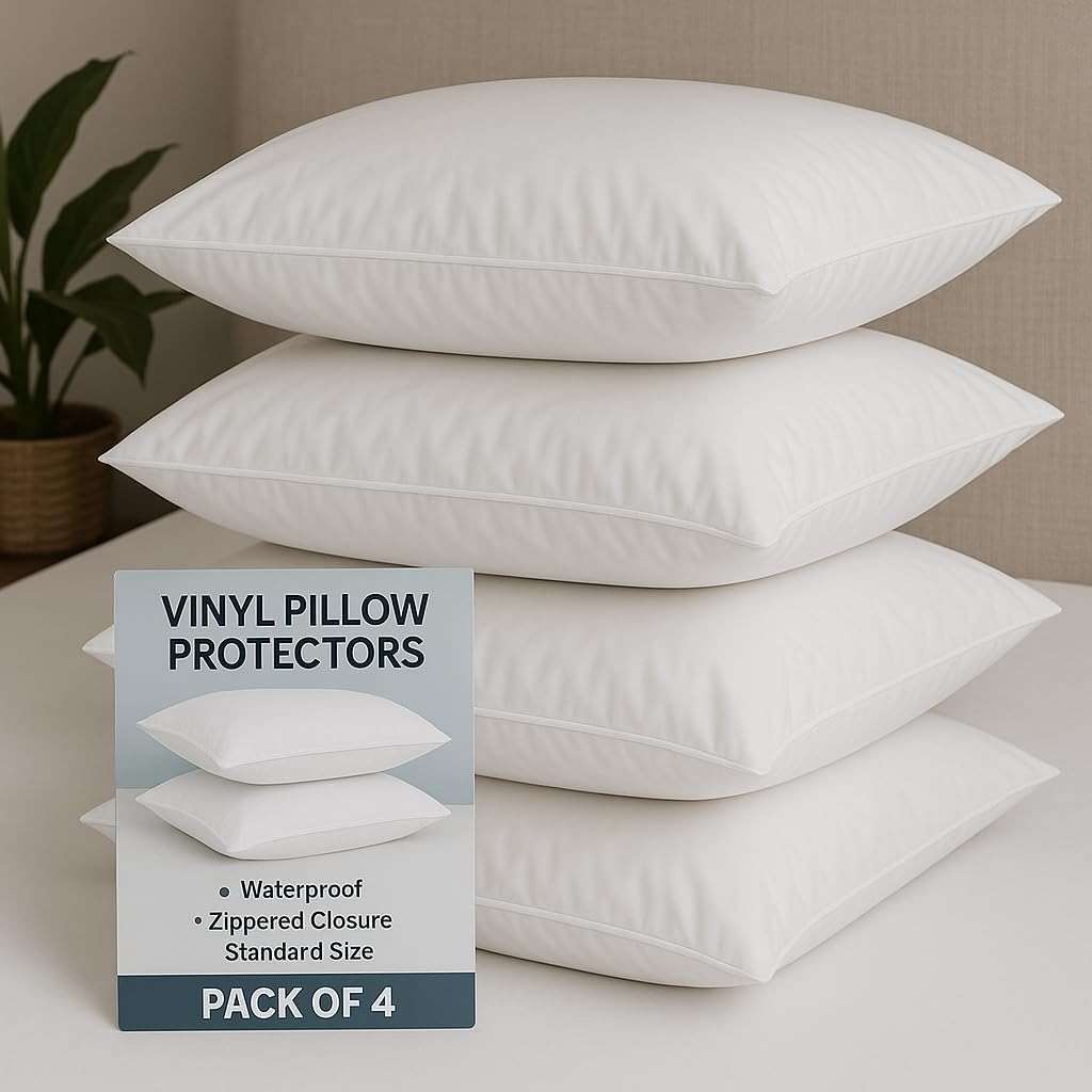 4 Pack Deluxe Zippered Vinyl Pillow Covers - Waterproof Protectors for Longer Lasting Pillows. Standard Size 20"x29". Ideal for Home, Hotel and Hospital use. - Image 2