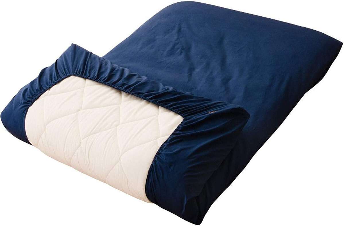 EMOOR 100% Cotton Cover (Elastic Fitted Sheet) for Japanese Futon Mattress EM-Color, Twin/Twin-Long Size, Navy, Made in Japan - Image 1