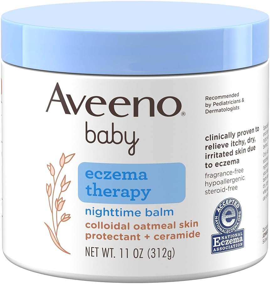 Aveeno Baby Eczema Therapy Nighttime Body Balm, Moisturizing Eczema Balm for Babies with Colloidal Oat & Ceramide, Soothes Dry, Itchy Skin, Hypoallergenic, Fragrance & Steroid Free, 11 oz - Image 1