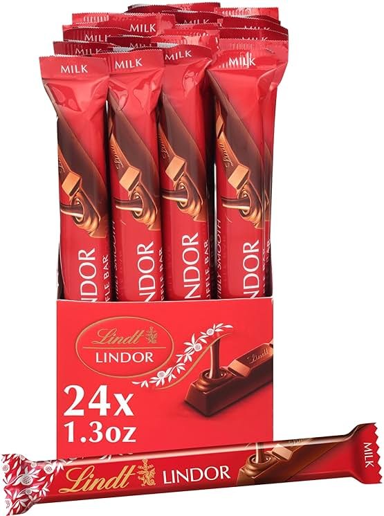 Lindt LINDOR Milk Chocolate Truffle Bar, Chocolate Candy Bar with Smooth Center, 1.3 oz. (24 Pack) - Product Image
