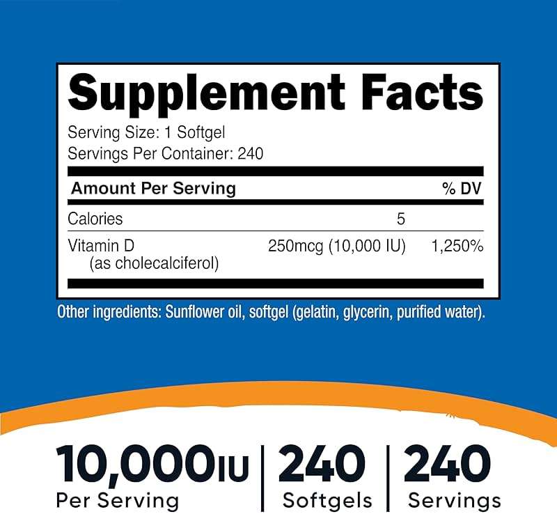 Nutricost Vitamin D3 10,000 IU, 240 Softgel Capsules - Potent, Non-GMO, Gluten Free Vitamin D - Image 2