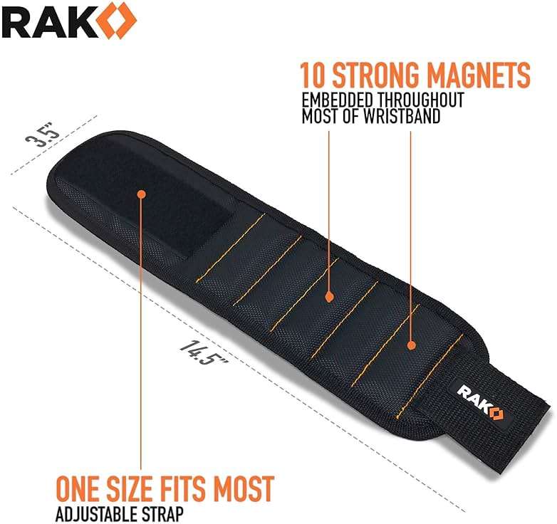 RAK Magnetic Wristband for Tools - Premium Tool Belt for Holding Screws Nails with Powerful Magnets, Birthday Gifts for Men, Cool Gadgets Stuff Gifts for Dad, Husband, Grandpa, Handyman, Him - Image 2
