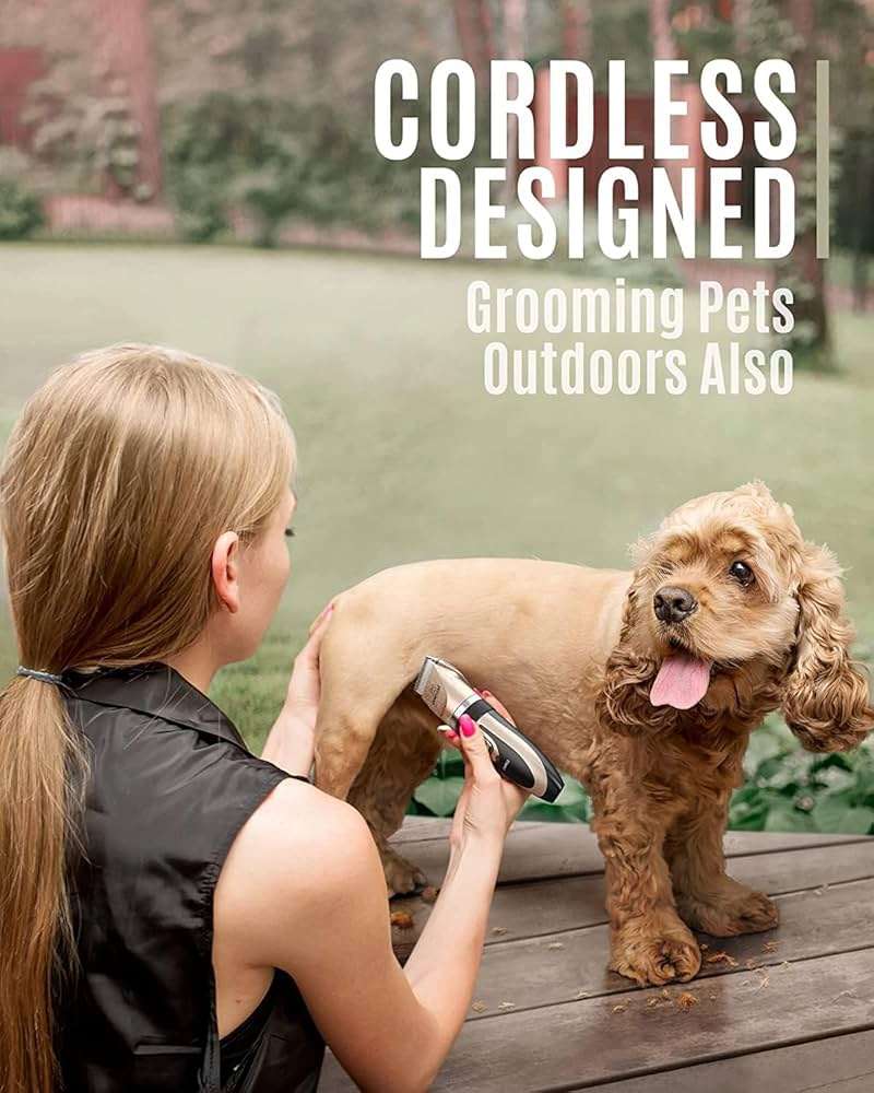 oneisall Dog Clippers Low Noise, Dog Grooming Kit with Rechargeable, Pet Shaver Cordless Electric Quiet Hair Clipper Set for Dogs Cats Pets(Gold) - Image 3