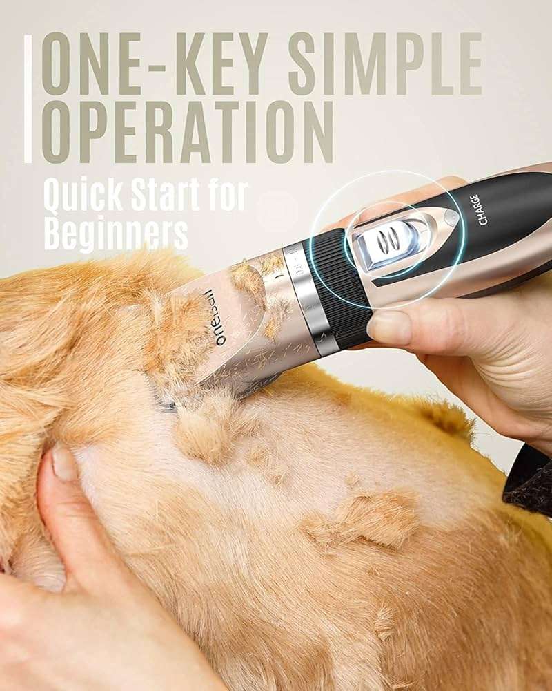 oneisall Dog Clippers Low Noise, Dog Grooming Kit with Rechargeable, Pet Shaver Cordless Electric Quiet Hair Clipper Set for Dogs Cats Pets(Gold) - Image 4