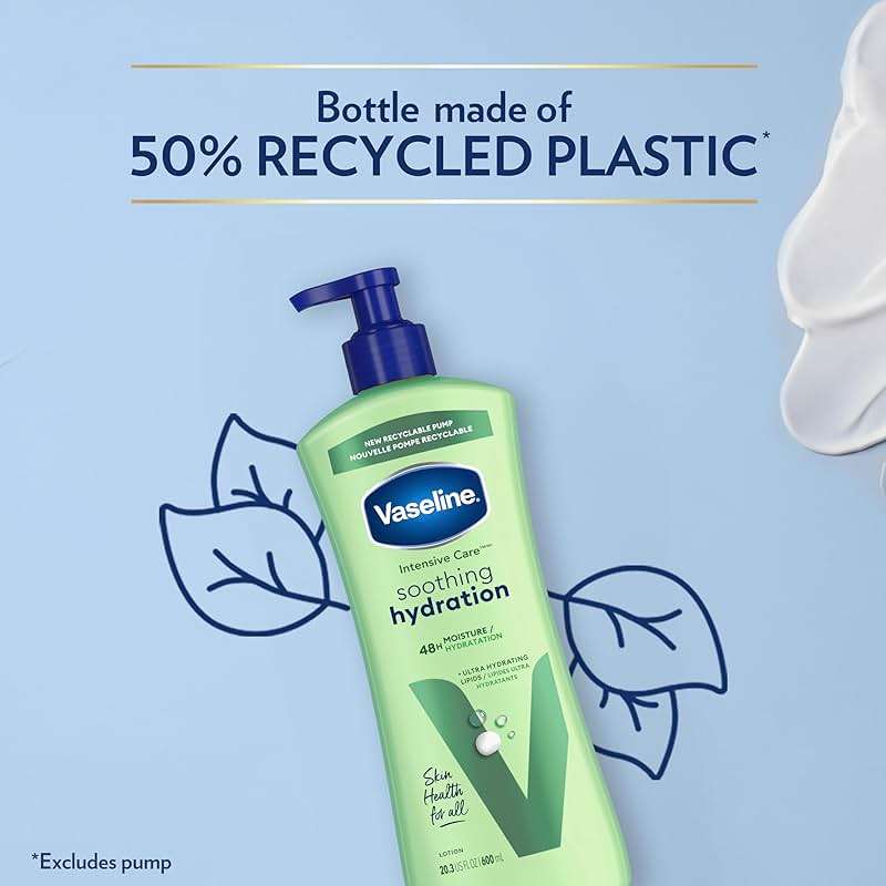 Vaseline Intensive Care Body Lotion for Dry Skin Soothing Hydration Lotion Made with Ultra-Hydrating Lipids + 1% Aloe Vera Extract to Refresh Dehydrated Skin 20.3 oz, Pack of 3 (packaging May Vary) - Image 5