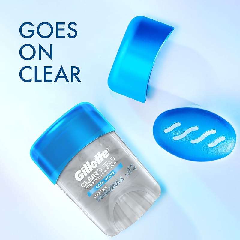 Gillette Antiperspirant and Deodorant for Men, 72hr Sweat & Odor Protection, Long Lasting Freshness, Anti-White Mark Technology, Clear Gel, Cool Wave Scent, 0.5 oz - Image 2