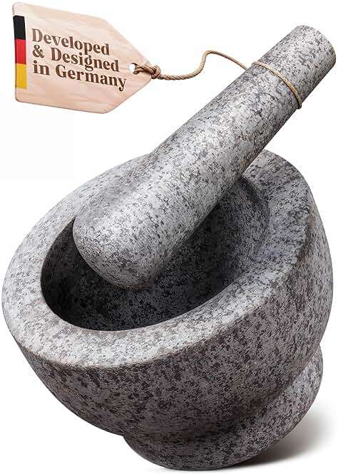 ChefSofi Mortar and Pestle Set - 6 Inch - 2 Cup Capacity - Unpolished Heavy Granite for Enhanced Performance and Organic Appearance - Included: Anti-Scratch Protector - Image 10