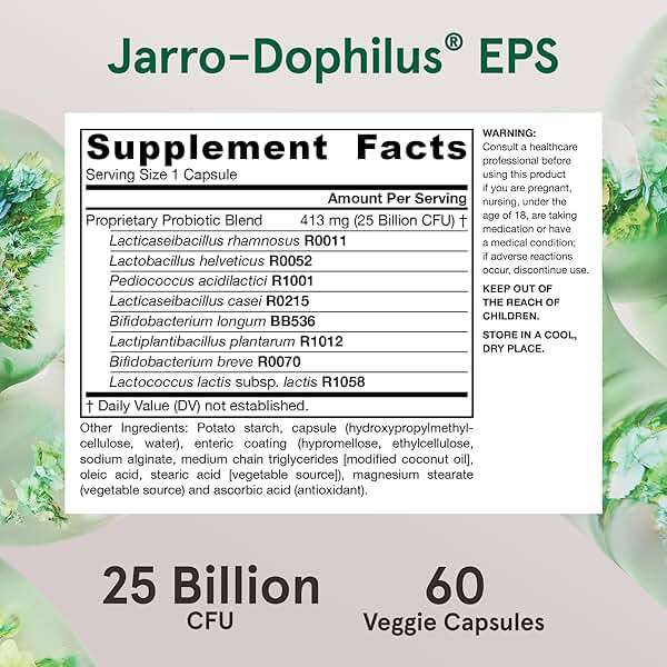 Jarrow Jarro Dophilus Probiotics - Probiotic Supplement, Gut Health, 60 Ct | Gut Health Support, 25 Billion CFU, 8 Probiotic Strains, Intestinal and Digestive Health For Women & Men, Shelf-Stable - Image 6
