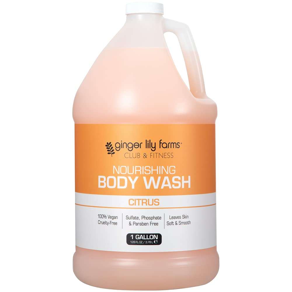 Ginger Lily Farms Club & Fitness Nourishing Body Wash, 100% Vegan & Cruelty-Free, Bath & Shower Gel for Men and Women, Citrus Scent, 1 Gallon (128 fl. oz.) Refill - Image 1