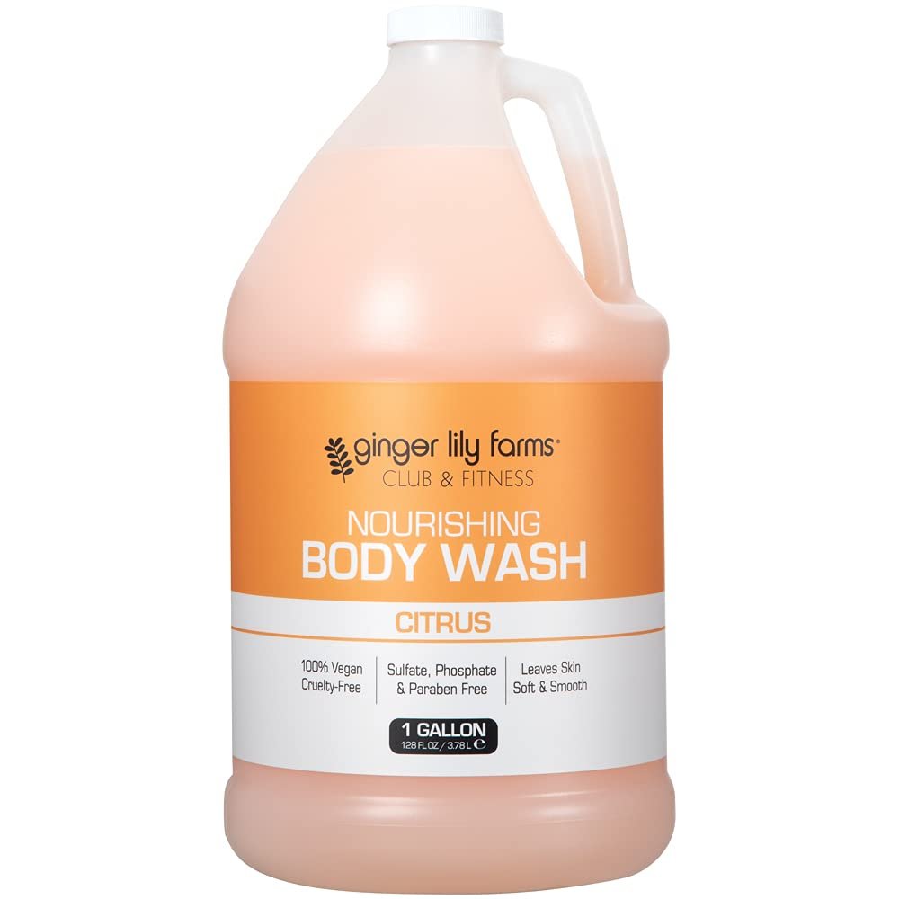 Ginger Lily Farms Club & Fitness Nourishing Body Wash, 100% Vegan & Cruelty-Free, Bath & Shower Gel for Men and Women, Citrus Scent, 1 Gallon (128 fl. oz.) Refill - Product Image