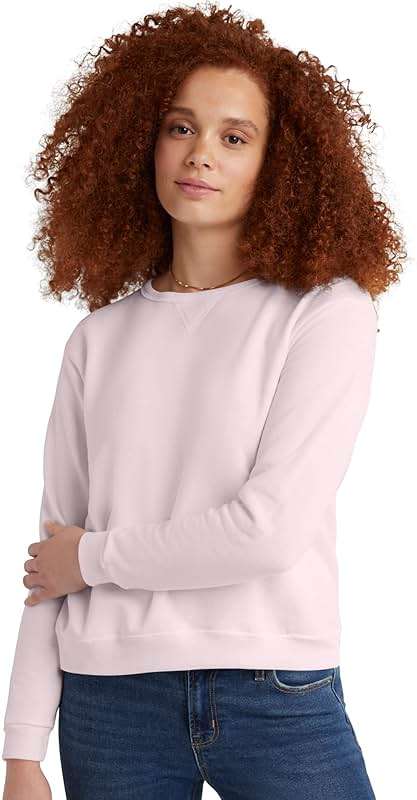 Hanes womens Crewneck Sweatshirt, Ecosmart Fleece Pullover With V-notch, Sweatshirt for Women - Image 1