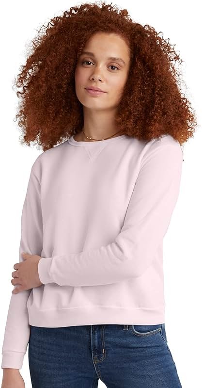 Hanes womens Crewneck Sweatshirt, Ecosmart Fleece Pullover With V-notch, Sweatshirt for Women - Product Image