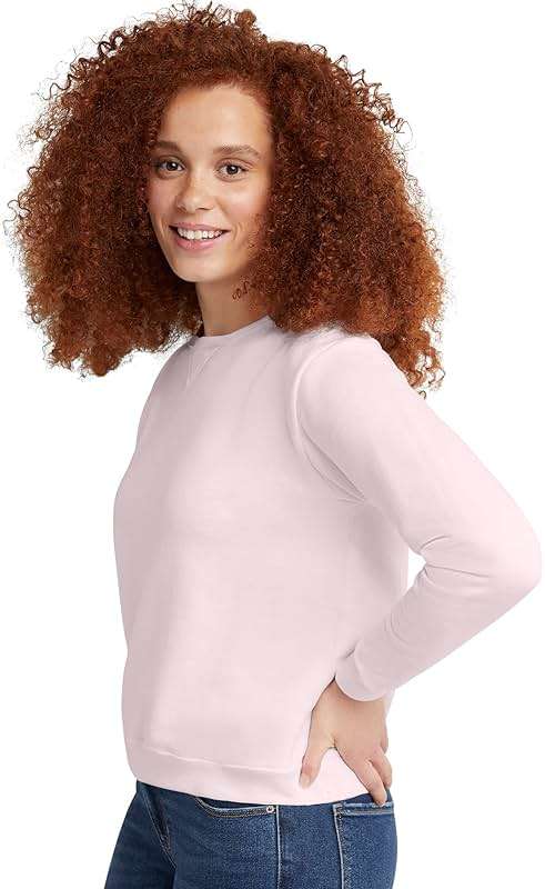 Hanes womens Crewneck Sweatshirt, Ecosmart Fleece Pullover With V-notch, Sweatshirt for Women - Image 3