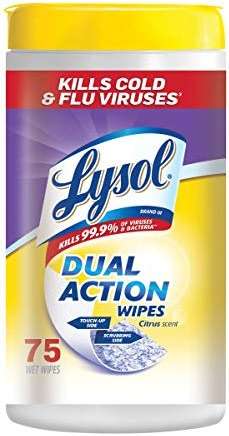 Lysol Dual Action Disinfecting Wipes, Citrus, 75 ct (Packs of 4) - Image 1