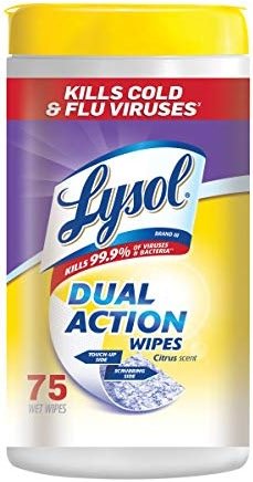 Lysol Dual Action Disinfecting Wipes, Citrus, 75 ct (Packs of 4) - Product Image